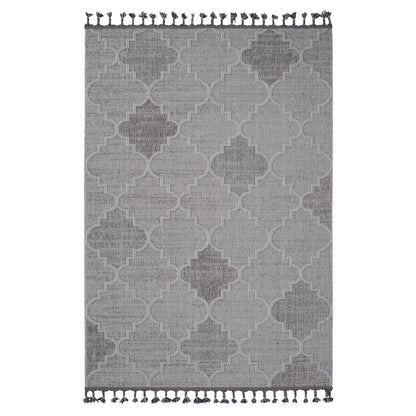 Guros - 8' X 10' Trellis Indoor / Outdoor Area Rug - White / Gray