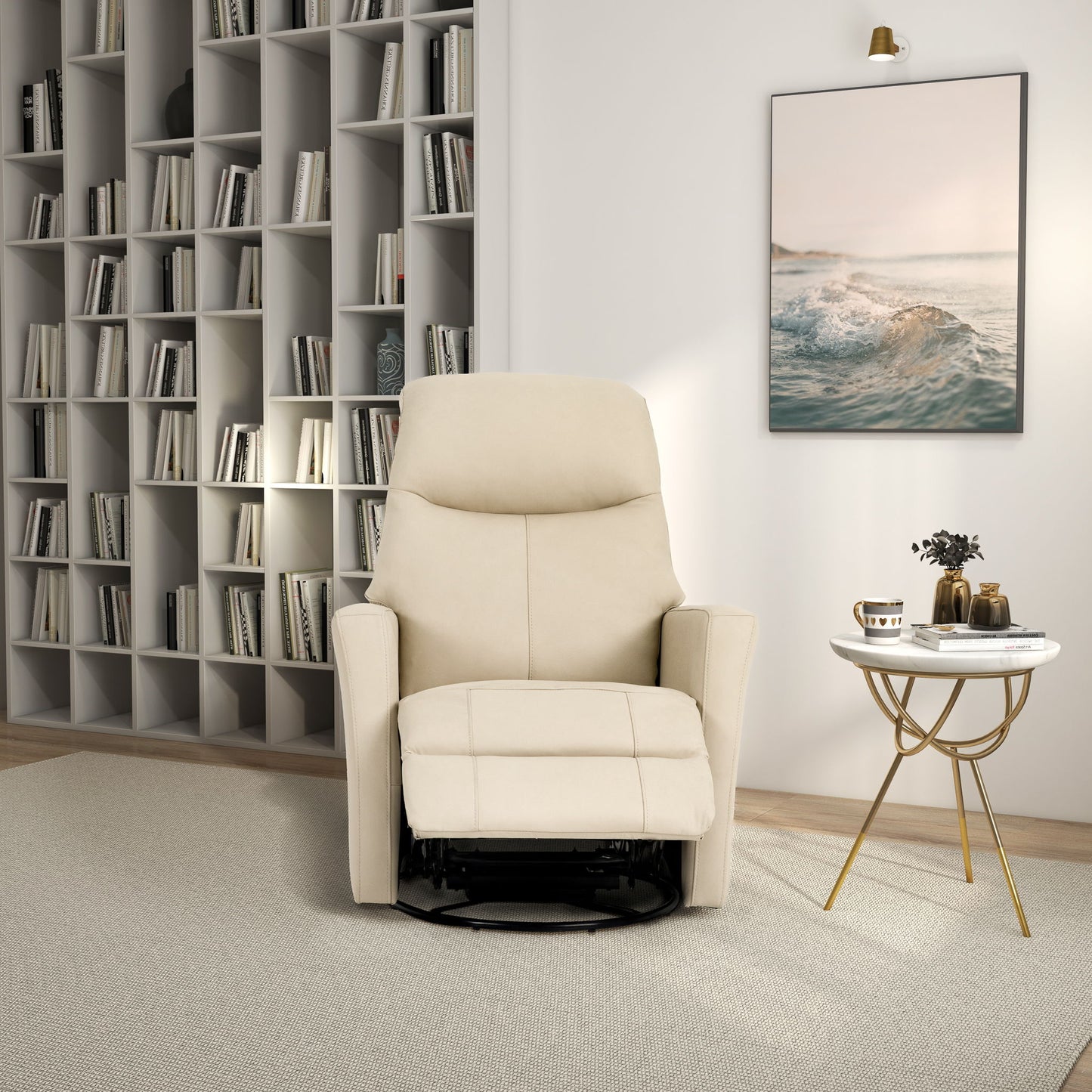 Harlow - Swivel Glider Recliner Chair - Ivory