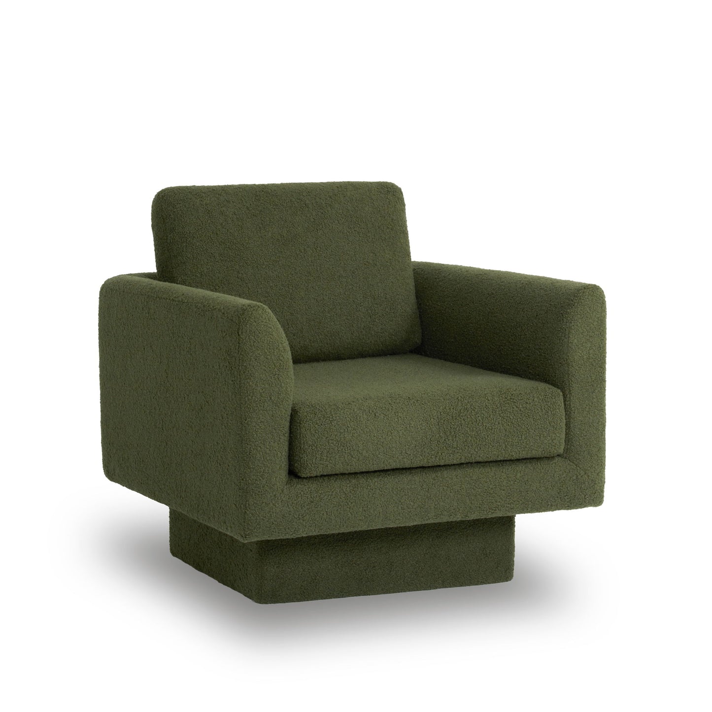 360° Modern Swivel Accent Chairs Round Armchair, Thick Padded Lounge Sofa Upholstered Comfy (Set of 2) - Green