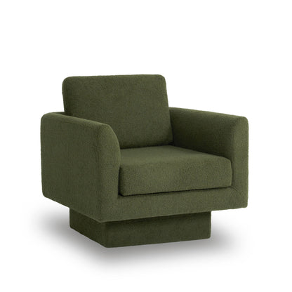 360° Modern Swivel Accent Chairs Round Armchair, Thick Padded Lounge Sofa Upholstered Comfy (Set of 2) - Green