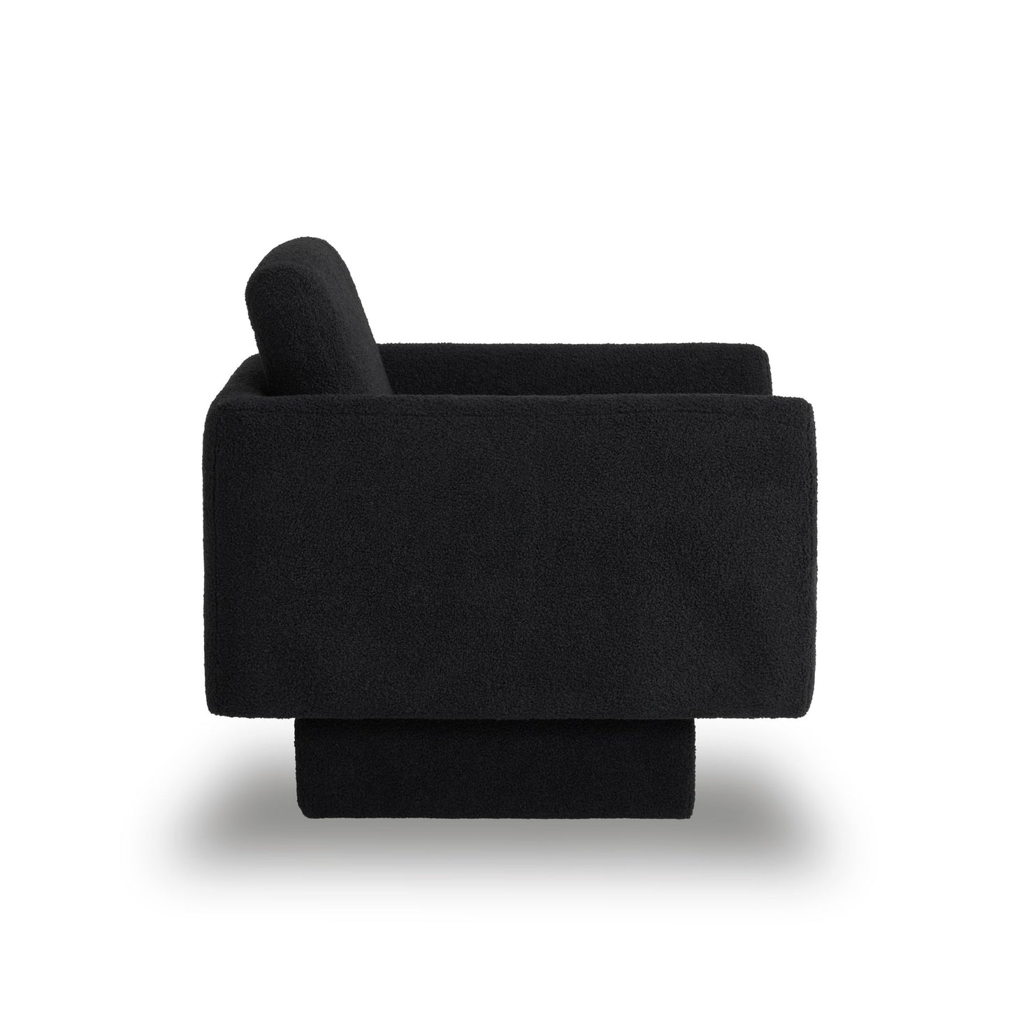 360° Modern Swivel Accent Chair Round Armchair, Thick Padded Single Lounge Sofa Upholstered Comfy - Black