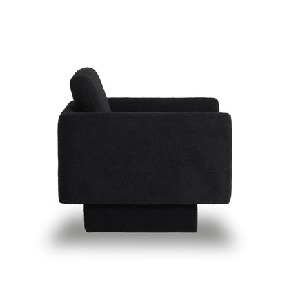 360° Modern Swivel Accent Chair Round Armchair, Thick Padded Single Lounge Sofa Upholstered Comfy - Black