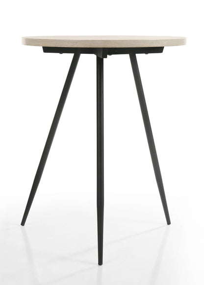 Neroli - Round Side Table With Black Metal Base - Oak White