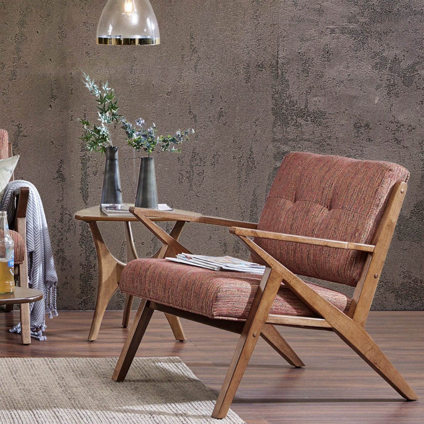 Lounge Chair With Tufted Upholstery Frame - Orange