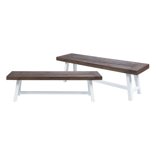 Tranquilizer - Outdoor Bench With Slat Panel Design (Set of 2) - Dark Brown / White