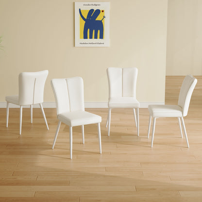 Style Minimalist Dining Chairs With 4 White Sponge Seats And Metal Legs, With 1 Chair Serving Multiple Purposes - Milky White