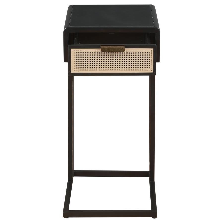 Amherst - 1-Drawer Radio Weave Cane Metal Side Table