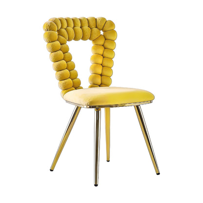 Modern Chair With Iron Tube Legs, Soft Cushions And Comfortable Backrest, Suitable For Dining Room, Living Room, Cafe, Hairball Back