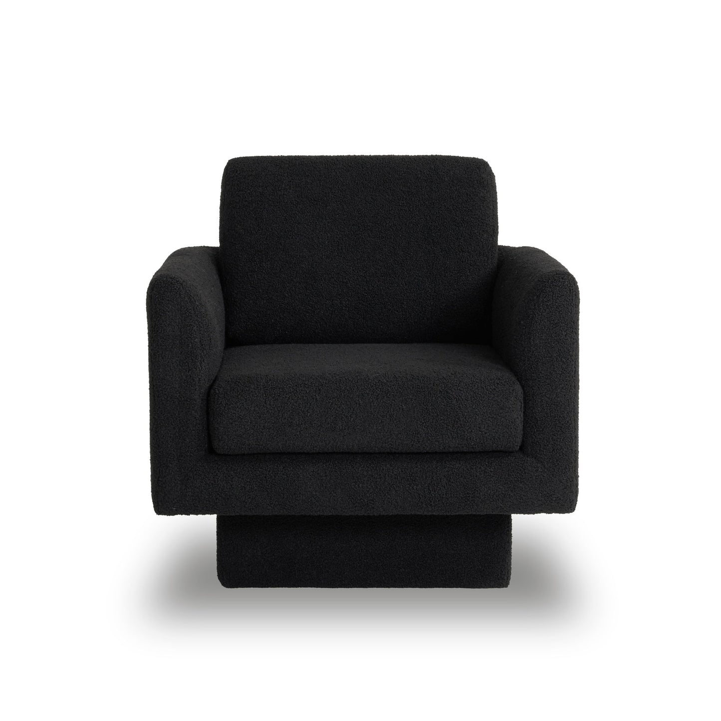 360° Modern Swivel Accent Chair Round Armchair, Thick Padded Single Lounge Sofa Upholstered Comfy - Black
