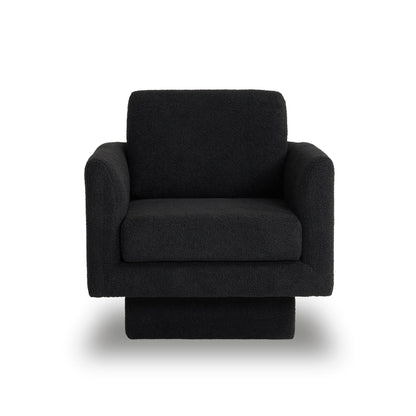 360° Modern Swivel Accent Chair Round Armchair, Thick Padded Single Lounge Sofa Upholstered Comfy - Black