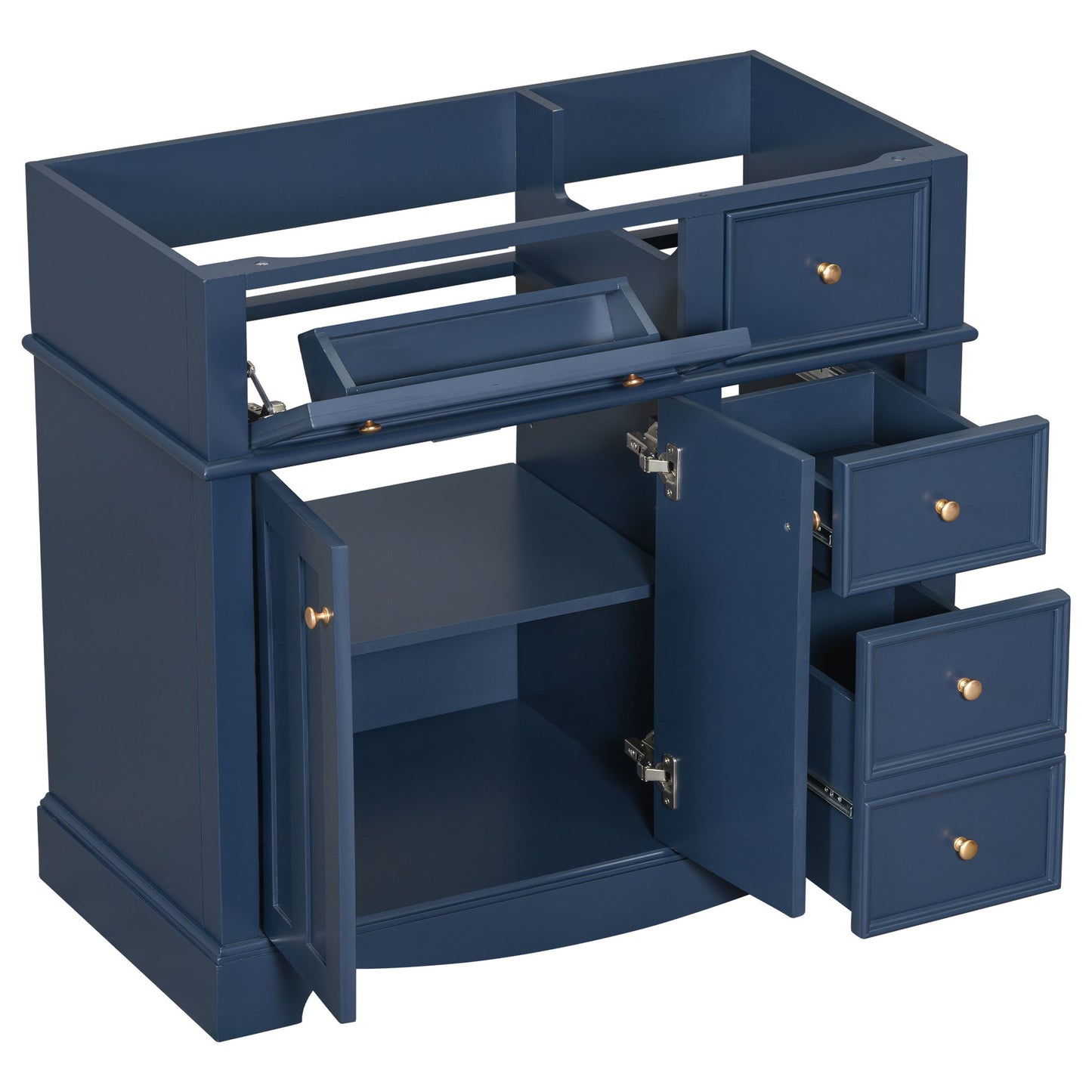 Vanity Without Basin Sink, Frame Bathroom Storage Cabinet, Freestanding Vanity With 3 Drawers & Adjustable Shelf