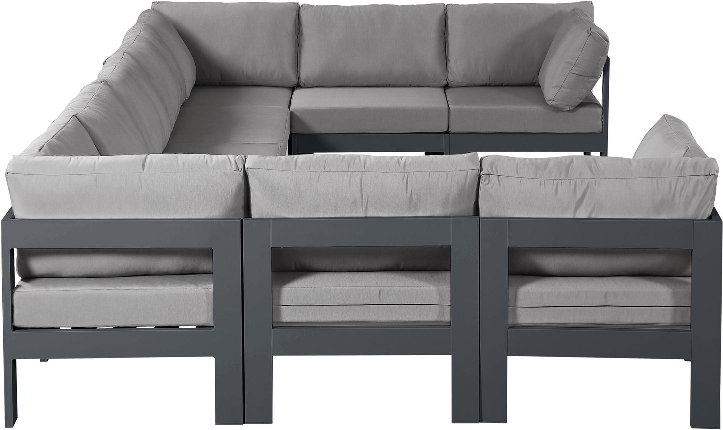 Nizuc - Outdoor Patio 9 Piece Modular Sectional With Gray Frame
