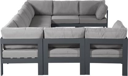 Nizuc - Outdoor Patio 9 Piece Modular Sectional With Gray Frame