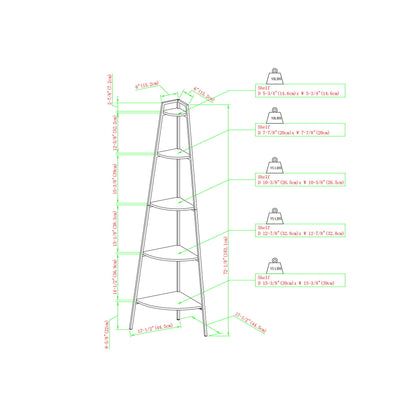 Modern Corner Bookshelf - Rustic Oak