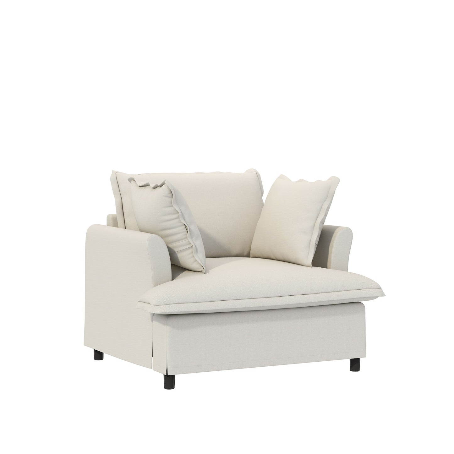 Oversized Single Seat Sofa Module For Modular Sectional Wide Seat, Armchair With Pillows Modern Upholstered Comfy Single Couch Lounge - Beige