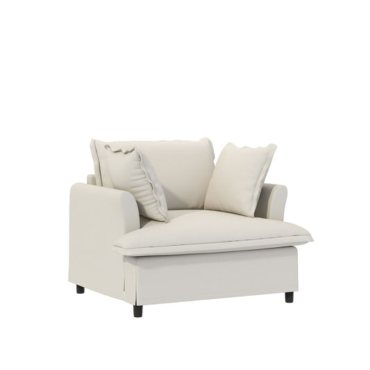 Oversized Single Seat Sofa Module For Modular Sectional Wide Seat, Armchair With Pillows Modern Upholstered Comfy Single Couch Lounge - Beige