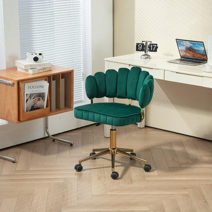 Modern Velvet Home Office Desk Chair With Adjustable Height And Swivel Wheels