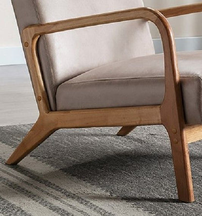 Classic Mid-Century Modern Accent Chairs, Open Framed Armchair With Cushioning - Light Camel