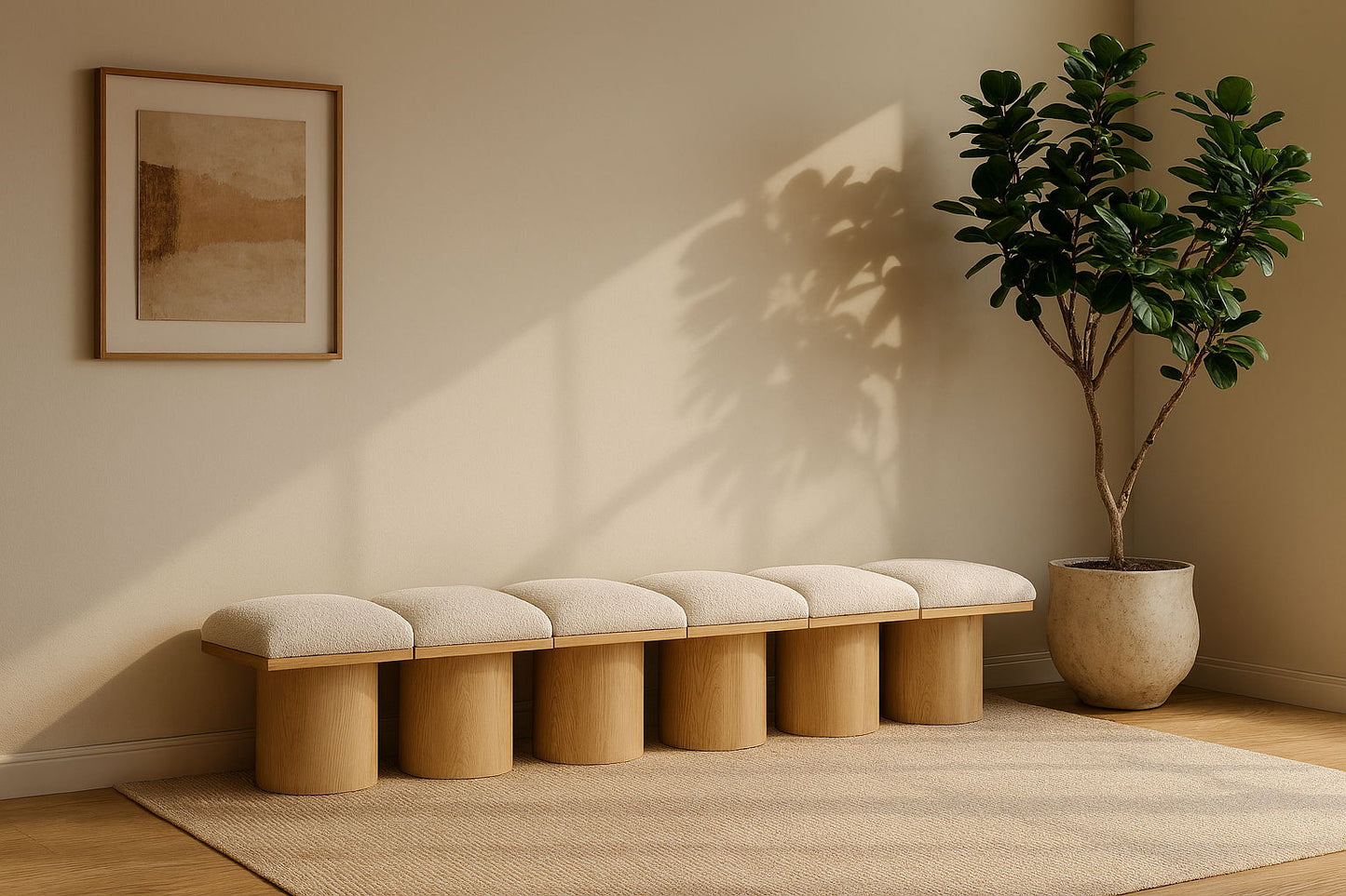 Pavilion - 6 Piece Modular Bench With Natural Base