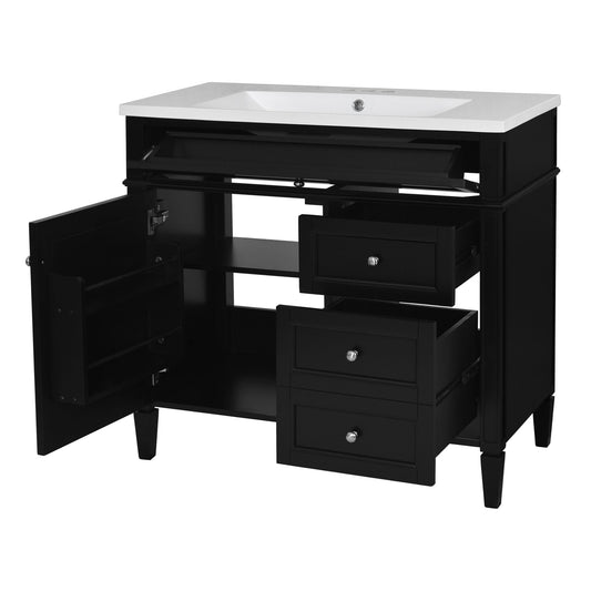 Bathroom Vanity & Top Sink, Modern Bathroom Storage Cabinet With 2 Drawers And A Tip-Out Drawer