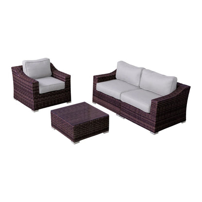 Outdoor Wicker Conversation Set With Cushions, All Weather