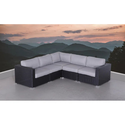 Luxurious Wicker Patio Sectional With Weather Resistant Sunbrella Cushions - Black