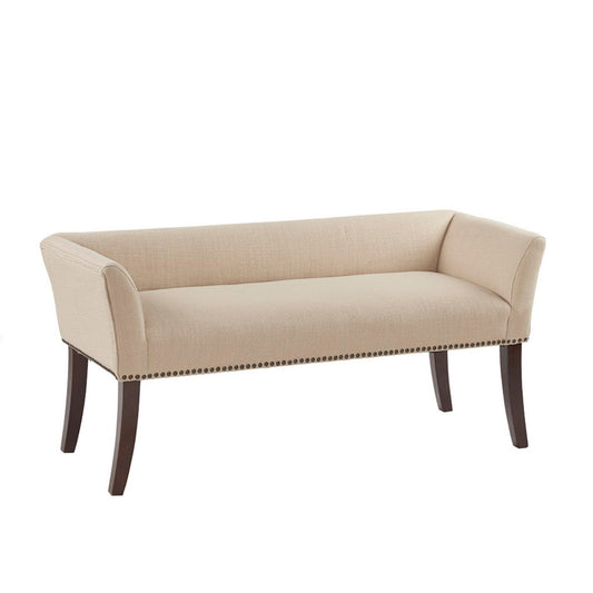 Modern Design Bench Upholstery Solid Wood Frame - Tan