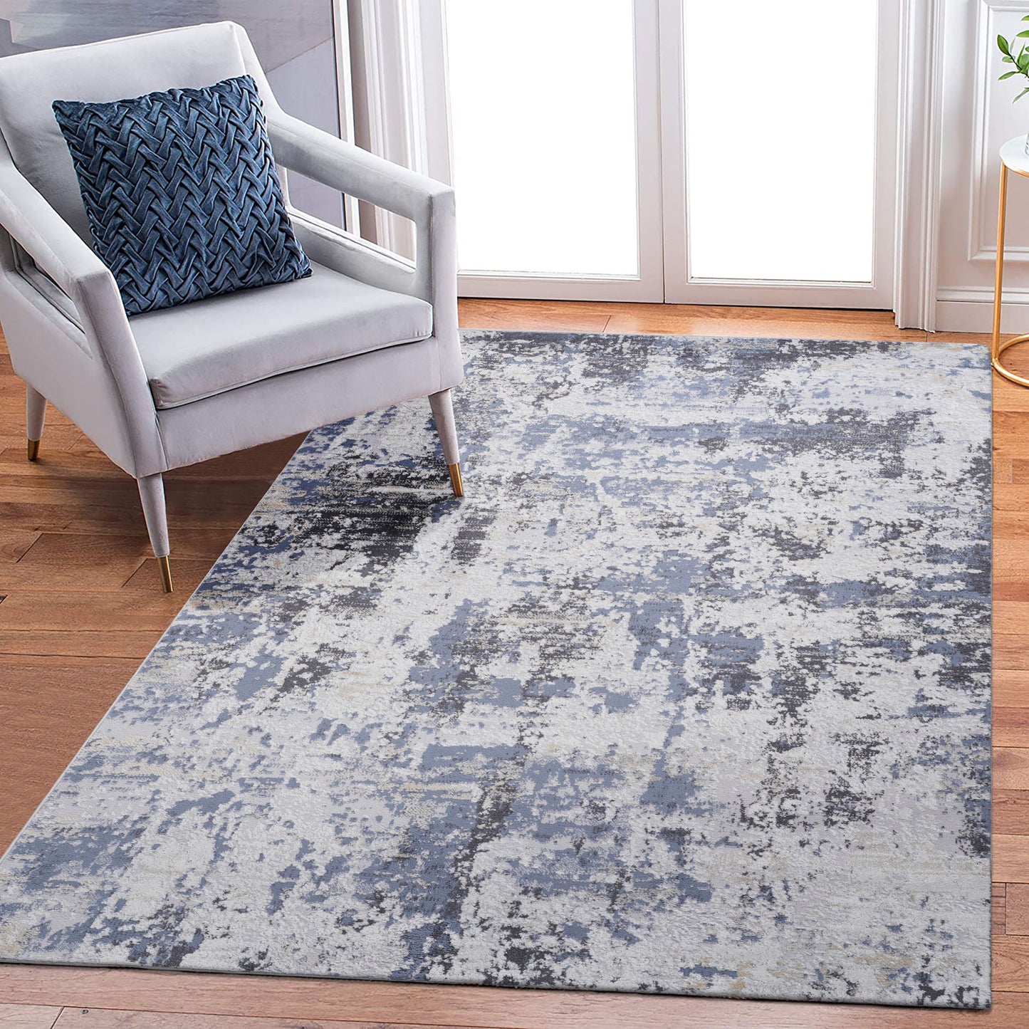 Payas - 6' X 9' Abstract Area Rug - Gray / Denim