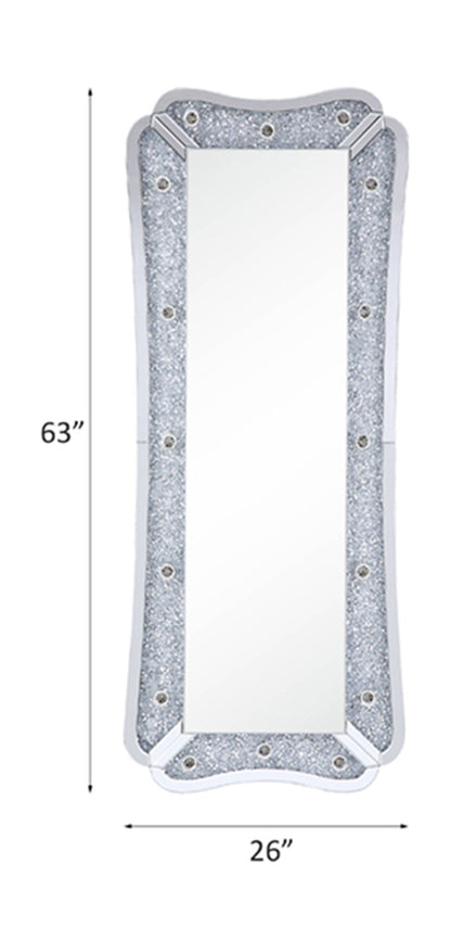 Noralie - 63" Floor Mirror With Faux Diamonds - Mirrored