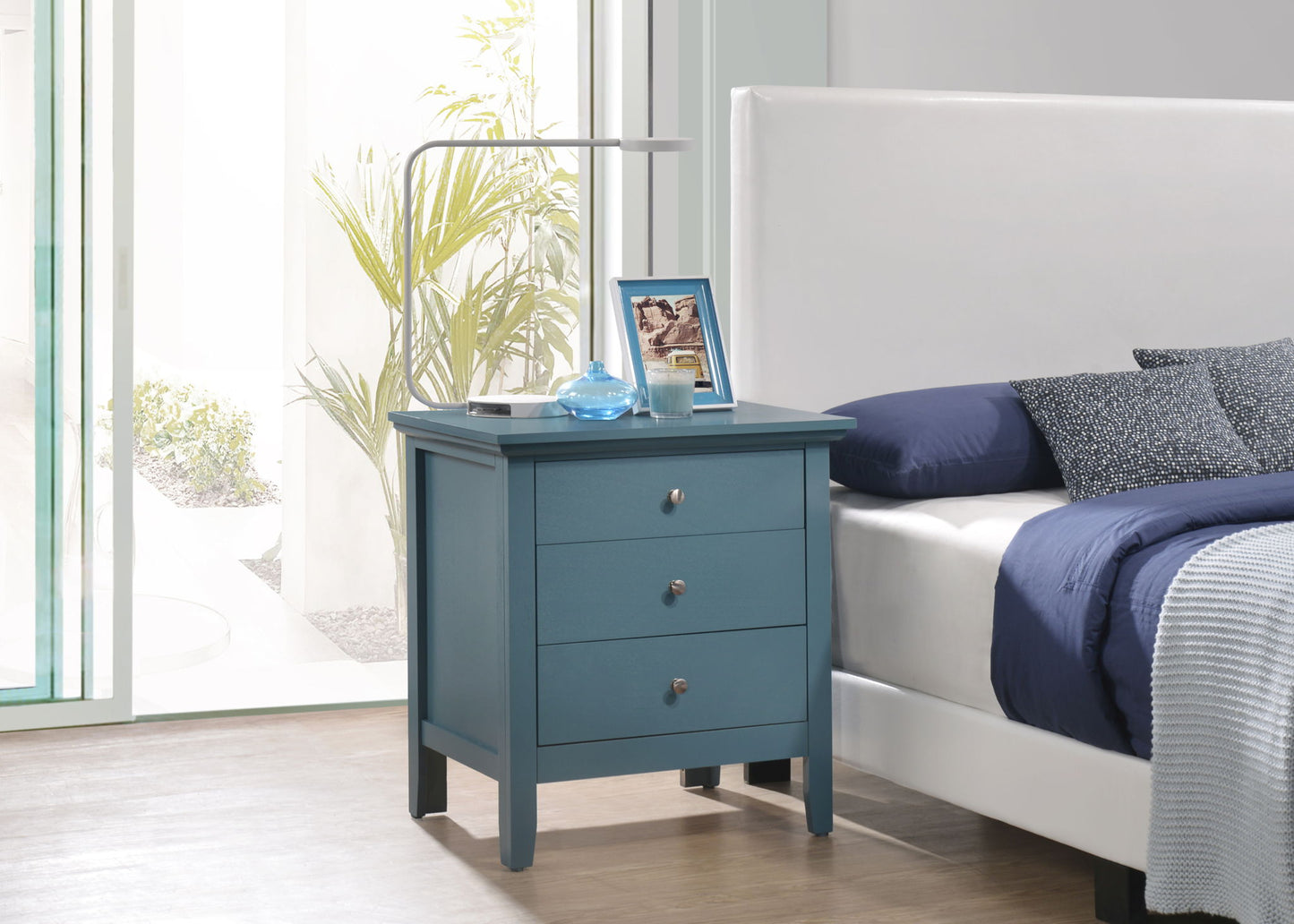 3 Drawer Nightstand - Teal