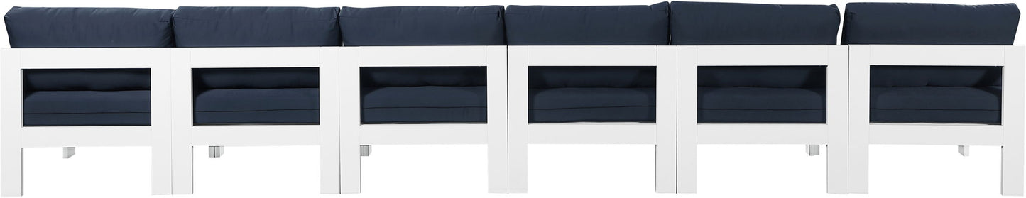 Nizuc - Outdoor Patio 6 Seat Armless Modular Sofa With White Frame
