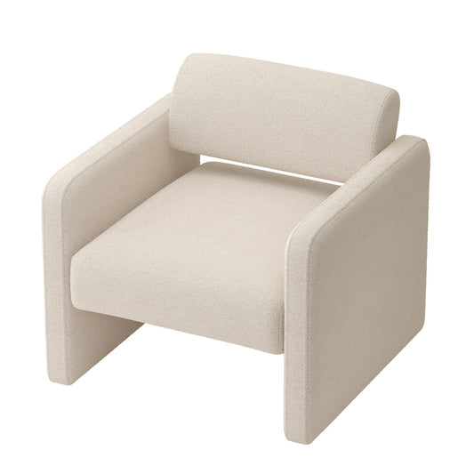 Modern Single Sofa Chair With Armrests Upholstered Velvet For Various Rooms Compact Size - Beige
