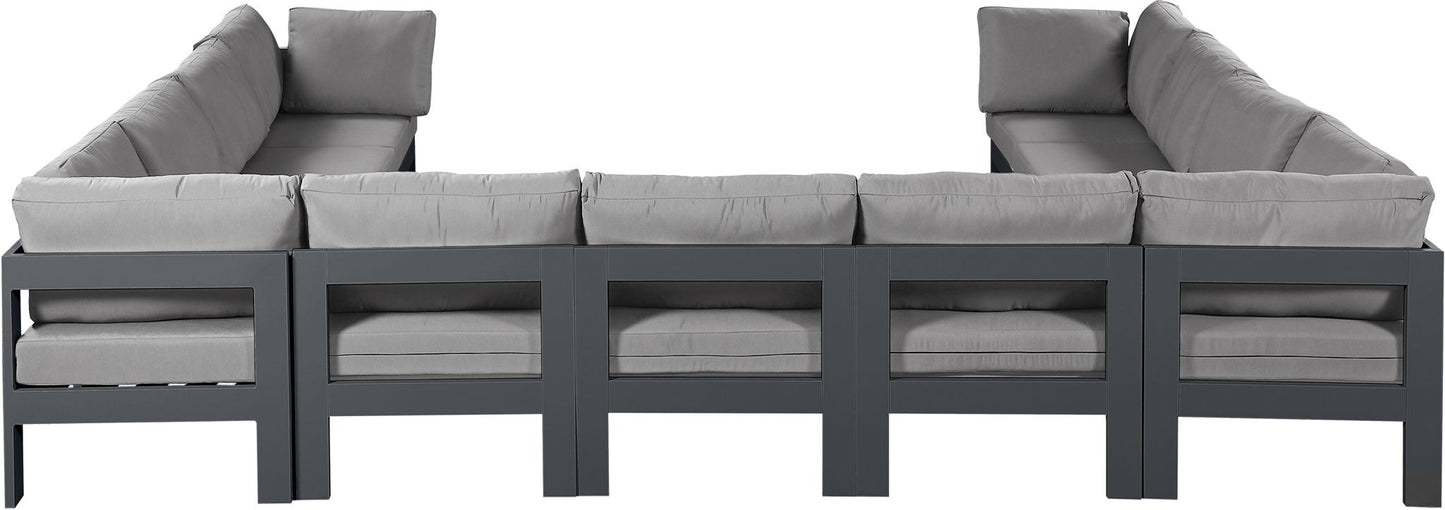 Nizuc - Outdoor Patio 11 Piece Modular Sectional With Gray Frame