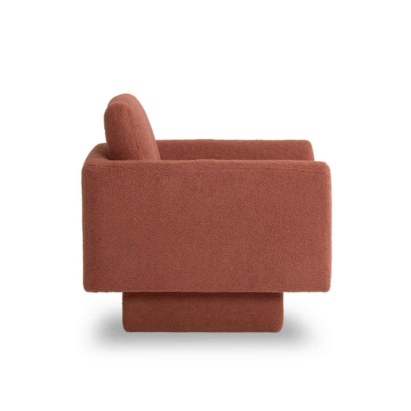 360° Modern Swivel Accent Chair Round Armchair, Thick Padded Single Lounge Sofa Upholstered Comfy - Brick Red