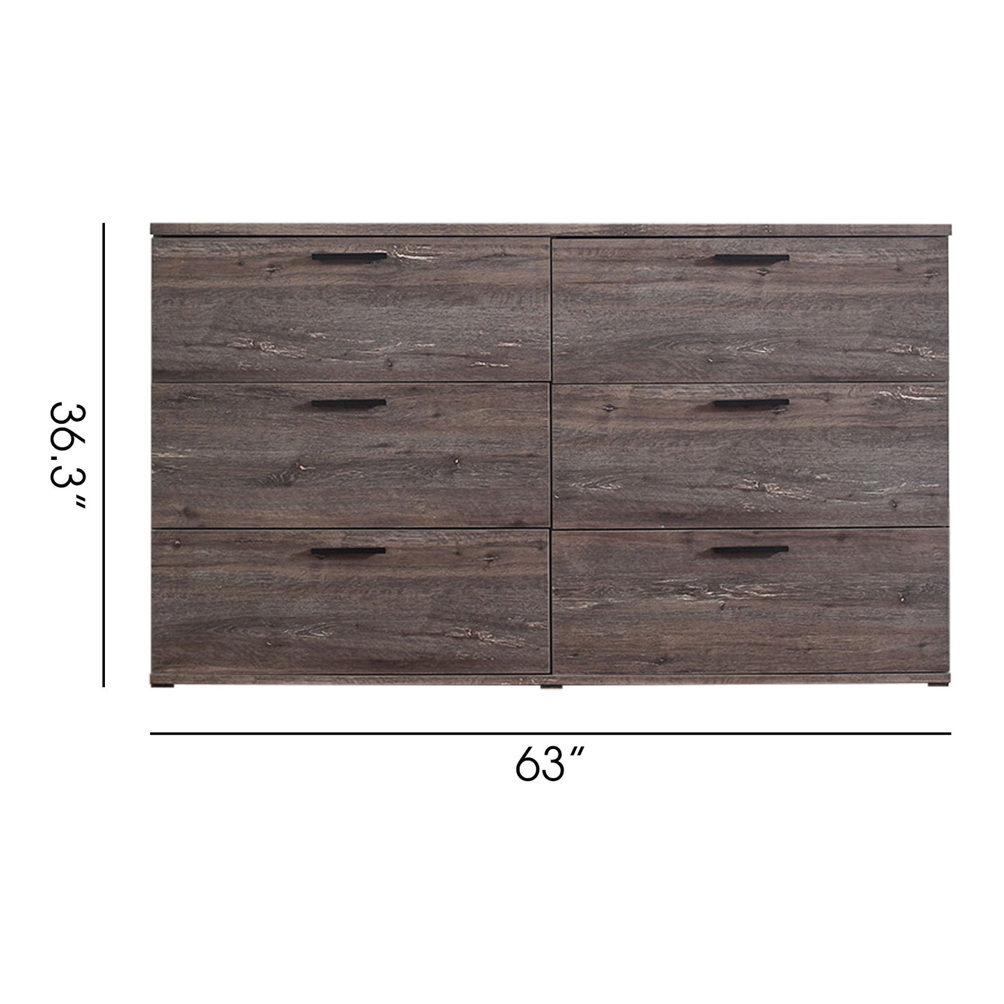 Morgan - Farmhouse 6 Drawer Jumbo Dresser With Construction - Gray