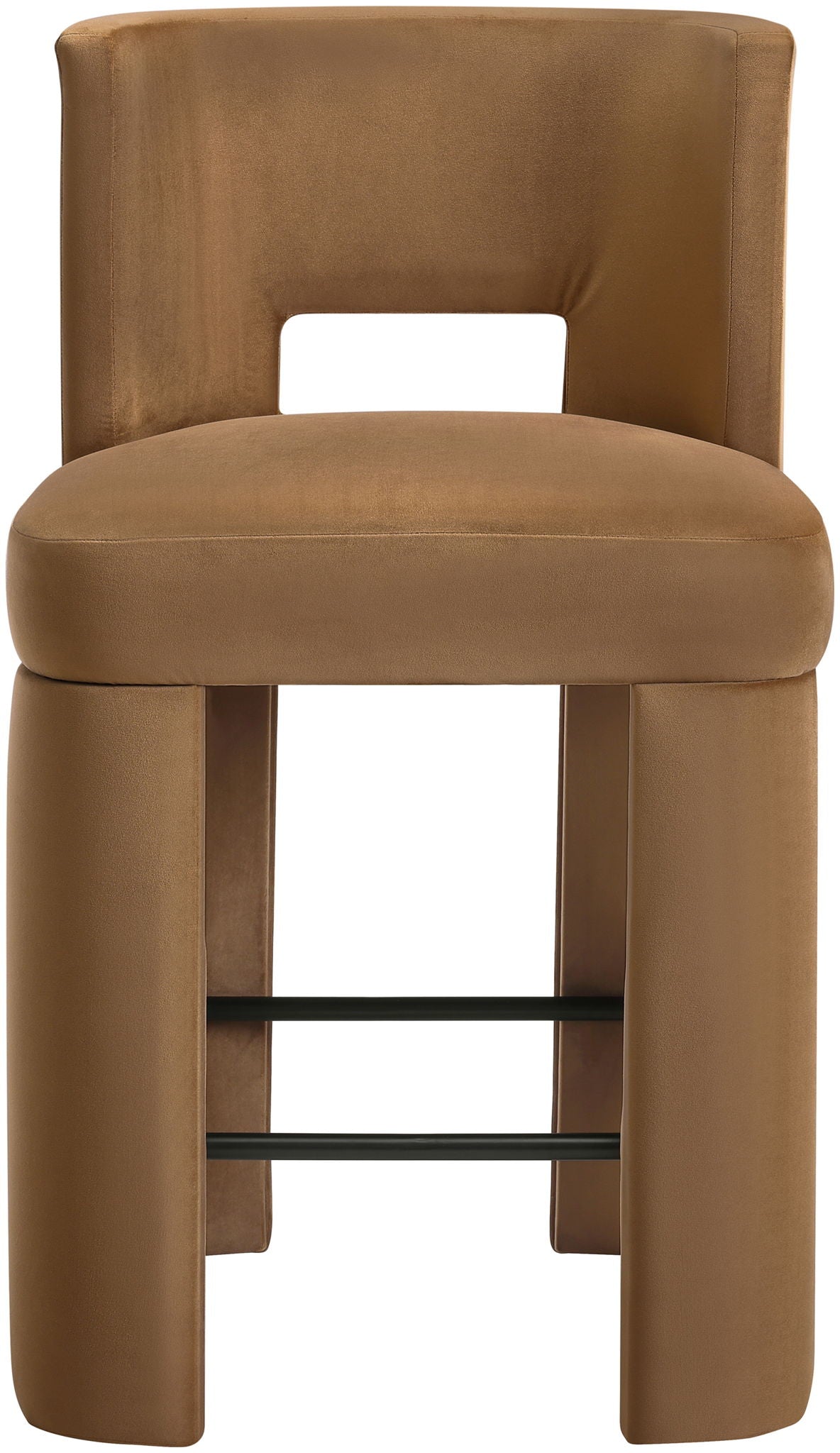 Zuno - Velvet Performance Fabric Upholstered Counter Stool (Set of 2) - Saddle