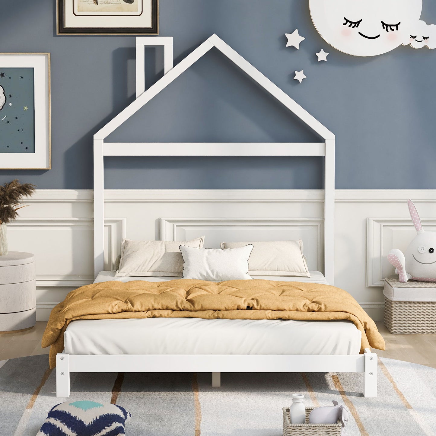 Platform Bed With House Shaped Headboard