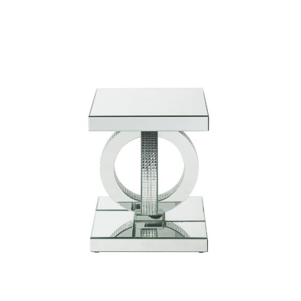 Ornat - End Table - Mirrored & Faux Square Diamonds