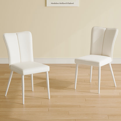 Style Minimalist Dining Chairs With 2 White Sponge Seats And Metal Legs, With 1 Chair Serving Multiple Purposes - Milky White