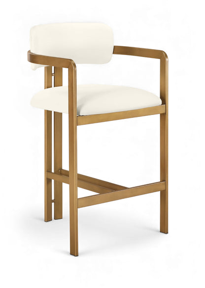 Aurum - Vegan Leather Upholstered Counter Stool With Brushed Brass Base