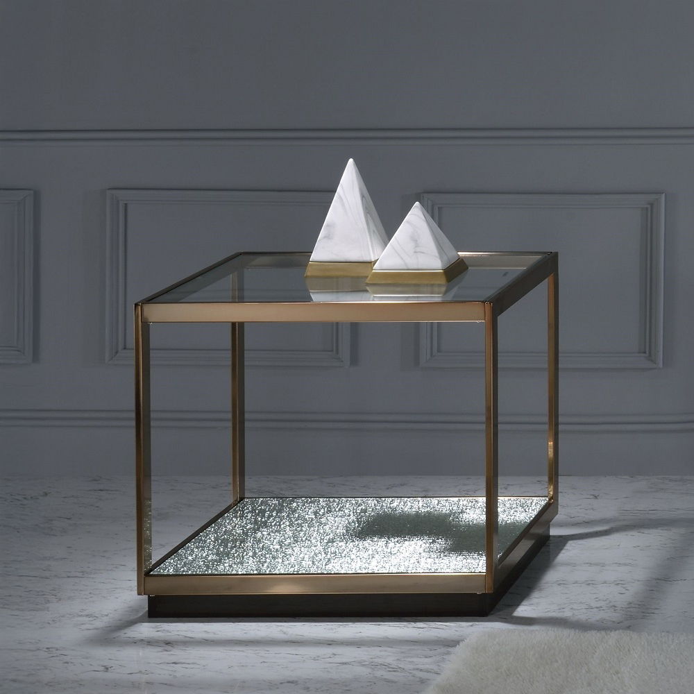 Kaia - End Table - Glass & Gold