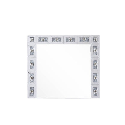 Noralie - 28" X 32" Accent Mirror - Mirrored & Faux Diamonds