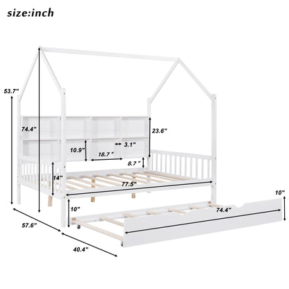House Bed With Trundle, Kids Bed With Shelf