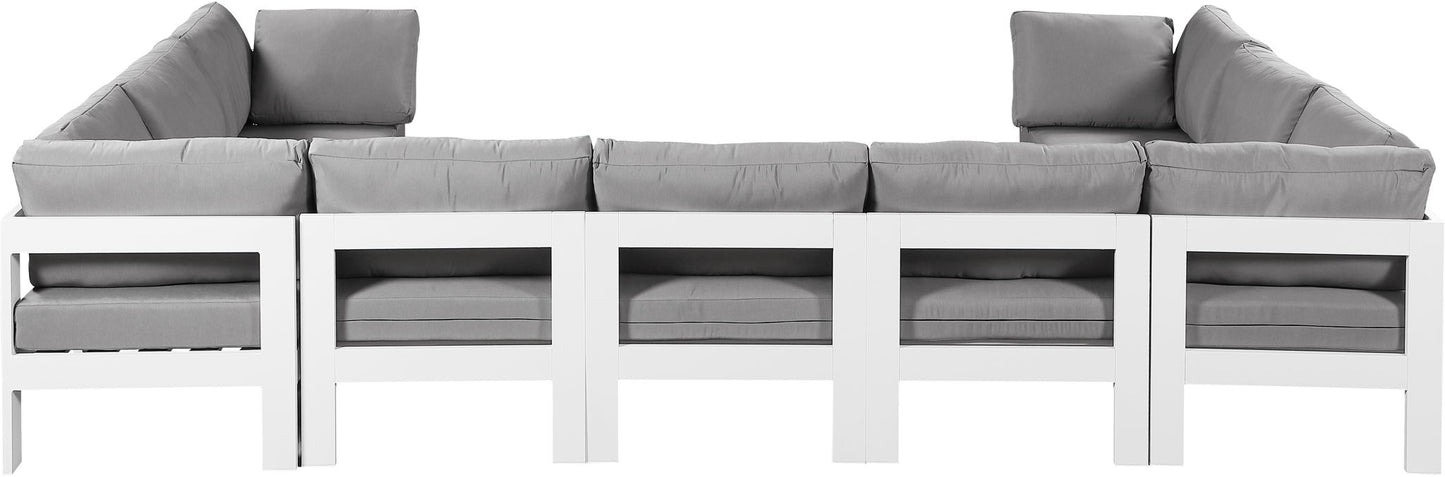 Nizuc - Outdoor Patio 9 Piece Modular Sectional With White Frame
