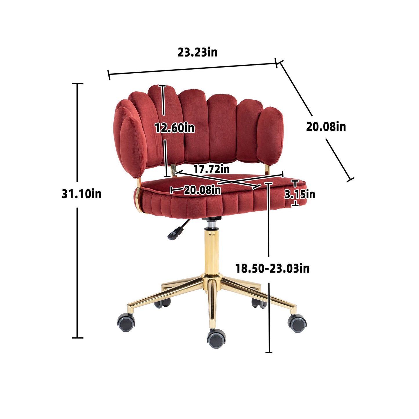 Modern Velvet Home Office Desk Chair With Adjustable Height And Swivel Wheels