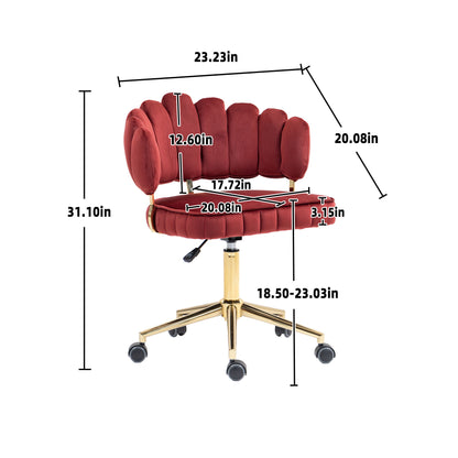 Modern Velvet Home Office Desk Chair With Adjustable Height And Swivel Wheels