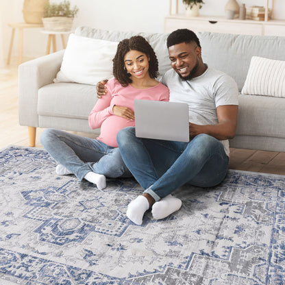 Marfi - 8' X 10' Oriental Area Rug - Blue / Gray