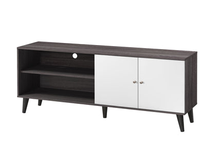 Amidon - TV Stand For Tvs Up To 63", With 2 Storage Shelves & 1 Cabinet, Modern Entertainment Centre For TV In Living Room - Dark Gray / White