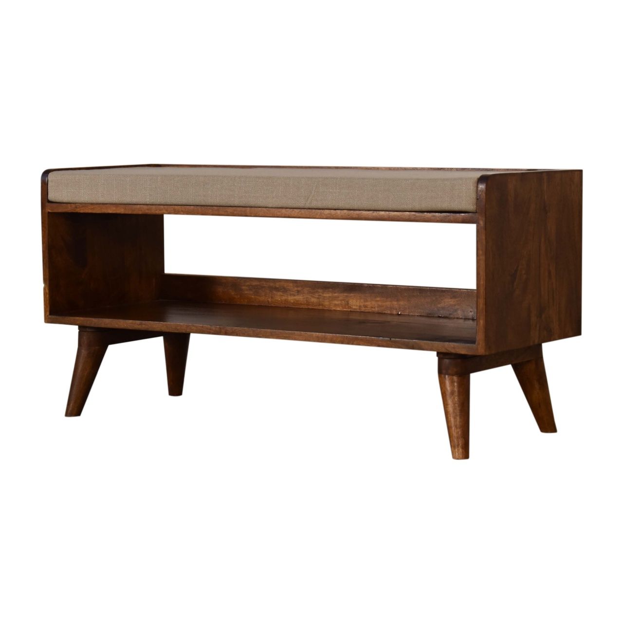 Nordic Storage Bench - Chestnut / Mud Linen