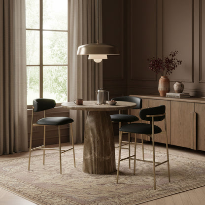 Lupita - Vegan Leather Upholstered Bar Stool With Brushed Gold Frame (Set of 2)